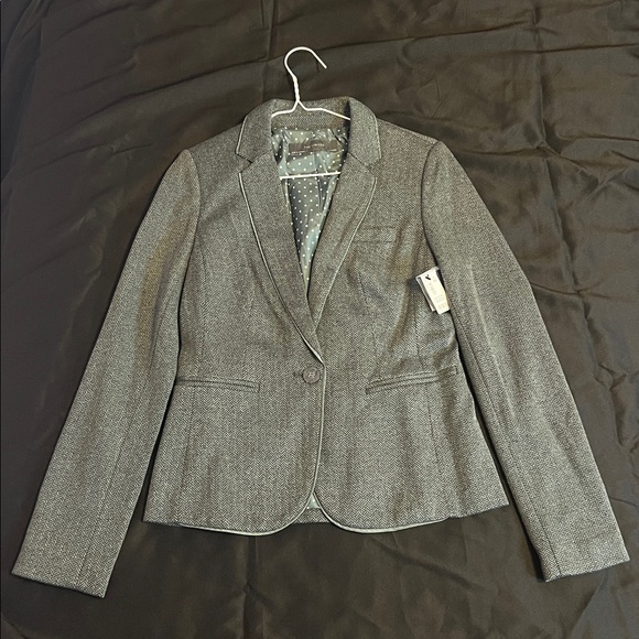The Limited Jackets & Blazers - The Limited Grey and Olive Green Chevron Print Blazer